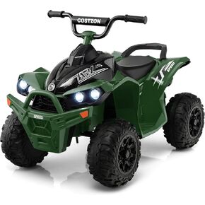 Costzon Kids ATV ، ركوب بطارية 12 فولت على السيارة الرباعي مع السرعة مع السرعة القابلة للتعديل ، والإطارات المتأخرة ، والمصابيح الأمامية ، والقرن ، والموسيقى ، والأمام والخلف ، Kids 4 Wheeler Electric ATV للأطفال الفتيات (الأخضر)