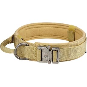 Tactical Dog Collar, Adjustable Nylon Dog Collar with Control Handle，Tactical Collar with Metal Buckle for Medium and Large Dogs(Green,L)