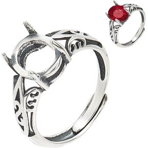 Webeedy 925 Silver Ring Ring Ring Base Base for Cabochon Gemstone ، 0.3 * 0.4 بوصة بيزيل بيزيل وضع جوفاء خاتم زهرة فارغة لصنع حلقات DIY ، وصنع المجوهرات الخاتمة الفضية للنساء
