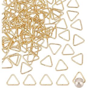 ph pandahall 100pcs 14k مثلث الذهب حلقات القفزة المفتوحة ، 7 مم مقطع قرصة ذهبية الكفالة موصلات شماعات النحاس الموصل قلادة بوكيل المجوهر