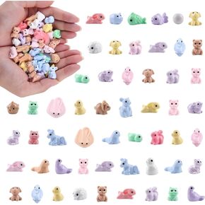 80 Pcs Mini Resin Animals Miniature Animals Figures Variety Pack Resin Mini Figures Acrylic Animal for Dollhouse