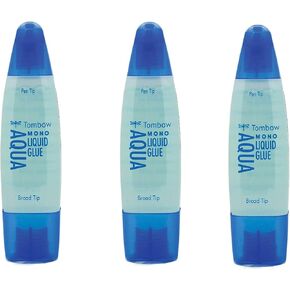 Tombow 52180 Mono Aqua Liquid Glue ، 1.69 أونصة ، حزمة واحدة. موزع نصيحة مزدوج للحصول على تطبيق تغطية دقيق إلى كامل يجف واضحًا. (3 عبوات)