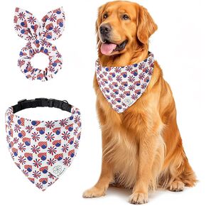 E-Clover Valentines Day Dog Collar Bandana Girl & Matching Scrunchie Set Heart Dog Collars Pet Accessories Adjustable for Small Medium Dogs Owner Valentines Pink in Kuwait
