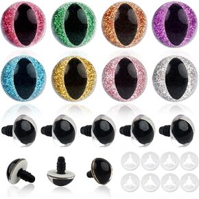 Toaob 80pcs عيون سلامة بلاستيكية بريق من أجل amigurumis 15mm مستدير كروشيه الدمية عيون مع غسالات 8 ألوان عيون القط للدمى DIY محشو الحيوانات