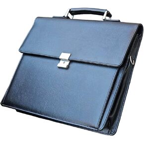 MEN LEATHER LEATHY CHELSED Office Attorney Student Work Work Attaine Case Messenger BAG W/حزام ومقصورة مبطنة لـ 15.6 "كمبيوتر محمول ، أسود
