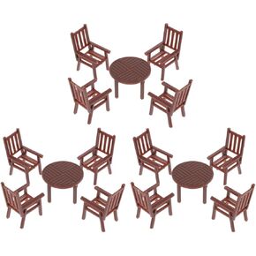 Garneck 3 مجموعات مصغرة دمية طاولة وكراسي مصغرة دمية البيت الطاولة منزل وكرسي الأثاث المطبخ الصغير لديكور دمية حديقة جنية DIY