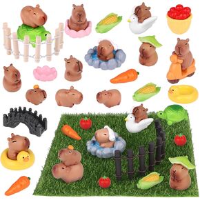 37pcs mini capybara شخصيات playset محاكاة capybara نموذج حديقة مصغرة ملحقات الخشب مصغرة الأسوار الزخرفة الكعكة لصالح حديقة الجنية الدقيقة ديكور المناظر الطبيعية