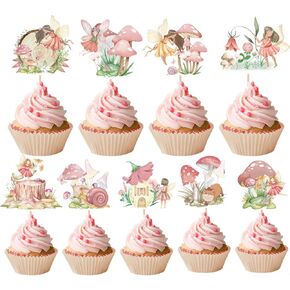 القبعات العليا Cupcake Fairy ، 36pcs جنية ديكورات عيد ميلاد أولى ، أنيقة الجان الجنية للاستحمام الطفل إمدادات ديكور للبنات