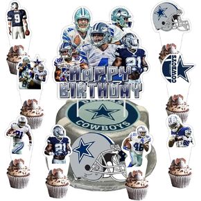 25pcs Cowboys Cake Decorations مع 1pcs cake topper ، 24pcs cupcake toppers for formain