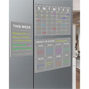 Stick-on Fridge Calendar, Dry Erase Calendar, Clear, Non-Magnetic Whiteboard Sticker Calendar for Wall, Kitchen, Office, School