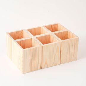حامل كأس القلم 6 PCS PINE حامل قلم مربع غير مكتمل 3.1x3.1x3.9in حامل قلم رصاص متعدد الأغراض كوب قلم رصاص خشبي DIY حامل سطح المكتب للمكتب منزل
