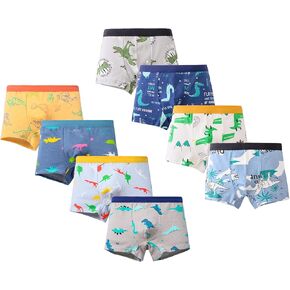 CHUNG Toddler Little Boys Underwear Soft Modal+ Cotton Boxer Briefs Pack of 4/5/10 Dinosaur 2-9Y