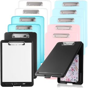 12pcs clipboards مع التخزين ، لوحات قصاصات عالية السعة 9.4x13.4 مع التخزين ، مفتوحة الحافظة تخزين قابلة للطي للممرضات والمحامين والطلاب والفصول الدراسية والمكتب والنساء والرجل