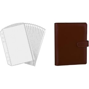 Antner 12 قطعة A5 Binder Mobicets حزمة | A5 PU Leather Notebook Binder (Brown)
