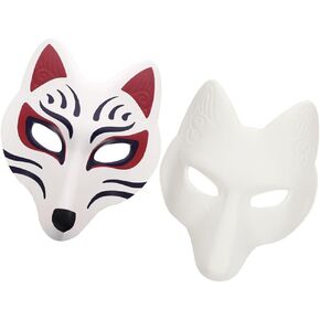 Nuobesty Fox Mask Diy Masquerade أقنعة 2pcs Cosplay Animal Face Mask Plass Assume Accessor