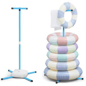 2pc حمام السباحة العائم حمام تخزين حامل عائم مع حقيبة الماء حلقة رف رف PVC 50 "× 30" حامل أنبوب حمام السباحة للمنشفة الصيفية للسباحة