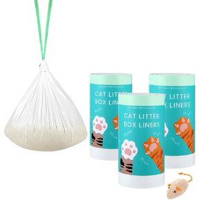 60 Count Automatic Cat Sterter Bags Liner متوافقة مع Caitelince ، وتوريد الحيوانات الأليفة للتنظيف ذاتيًا ببديل القمامة ببديلة حقائب Tash مع الرباط الثقيل -26 "× 15"