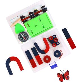 Labs Junior Science Magnetism مجموعة لتعليم التجربة ، وأدوات التجربة العلمية فيزياء الألعاب التعليمية للأطفال في سن المراهقة بما في ذلك البار/الحدوة/الخاتم المغناطيس/البوصلة