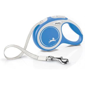 FLEXI® New Comfort Retractable Dog Leash (Tape), Ergonomic, Durable and Tangle Free Pet Walking Leash for Dogs Up to 26 lbs, 10 ft, Extra Small, Blue