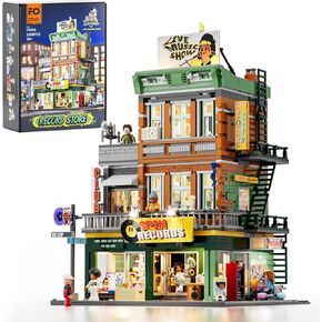 مجموعة Store Store Store Store Building Set - Street Fusion City Town Audio Audio Audio Audio Multi -Form Modular Collection Kit 1980 PCS للبالغين ومحبي المراهقين والموسيقى