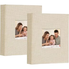 Artmag Fabric Photo Album 4x6 300 Large Capacity for Family Wedding Anniversary Linen Album Holds 300 Horizontal Photos (300 Pockets, Beige)
