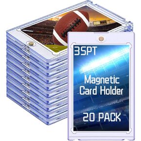 20 Pack - Magnetic Card Holder, 35PT Magnetic Trading Card Holder, Hard Acrylic Card Cases, Baseball Card Holder, Card Protector for Game Baseball Football Soccer Sports Card