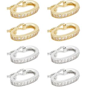 UNICRAFTALE 8Pcs 2 Colors Rack Plating Metal Micro Pave Cubic Zirconia Twister Clasps 14mm Long Necklace Shortener Enhancer Clasp for Pearl Gemstone Bead DIY Jewelry Making