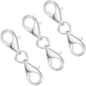 3 PCS COLSTER CLASP ، 925 Sterling Silver Double Necklace Extensions ، Claw Clawps Clasps ، امتداد سوار موسع للنساء لصنع المجوهرات DIY - 8 ملم -