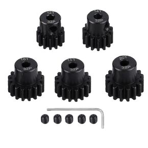 5Pcs Metal Steel 32P Pinion Gear Sets 12T 14T 16T 18T 20T with Hex Key for 1/10 Crawler Truck Traxxas Arrma HSP HPI AXIAL Tamiya LOSI RC Car Upgraded Parts (12T 14T 16T 18T 20T)