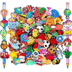 100 pcs قطرات القلم الرصاصية زخرفة ، قلم القش قش توببر ديكور أقلام أقلام الرصاص ملحقات سحر للطلاب جائزة مكافآت SHCOOL Supplies