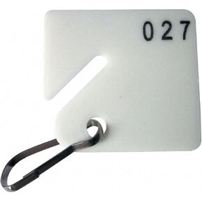 1-1/2 "x 1-5/8" علامات مفاتيح مربعة مربعة تم ترقيمها 201 إلى 300 ، بيضاء PK100