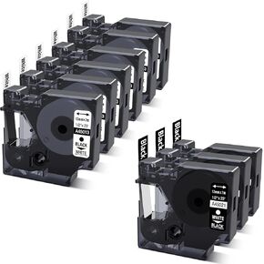 White & Black 9-Pack متوافق Dymo D1 Tape 45013 45021 صانع الملصقات تعبئة 1/2 بوصة × 23 قدم