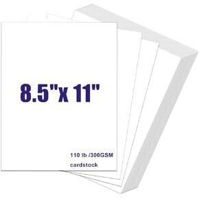110 رطل بطاقة بيضاء 8.5x11 ، 120 ورقة بطاقة أبيض للوزن الثقيل 300 GSM للدعوات ، القوائم ، الملصق ، بطاقة DIY