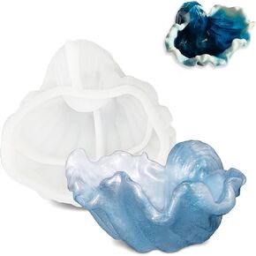 Clam Shell Resin Bowl Silicone Molds– Large Ocean Wave Shell Tray Silicone Molds for for Epoxy Resin & Plaster – Unique Figurine Trinket Tray, Candle Holder, Planter Pot Coastal Style