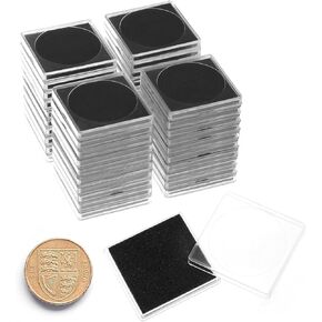 Qwork Coin Collection With With Admable Sponge Rings - 40 Pack 2 X2 Inghes ، حاملي عملة بلاستيكية مع حشوات إسفنجية في 5 أحجام