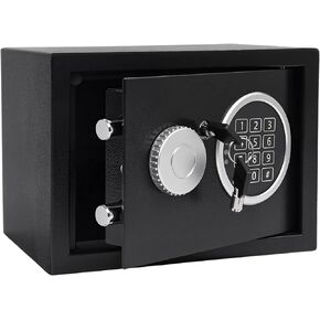 Safe Box 0.21 Feed Feet Steel Security with Digital Keypad-Electronic Safe for Home Office Hotel Business و Cash & Jewelry & Documents ، اثنين من مفاتيح الطوارئ (أسود)