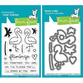 Lawn Fawn Flamingo Together Stamp and Die Set - Two Item Bundle