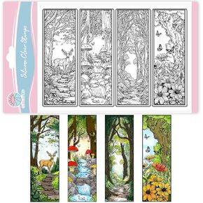 GLOBLELAND Magic Forest Bookmarks Clear Stamps for Card Making Spring Plants Flowers Silicone Clear Stamp Animals Deer Transparent Stamp Seal for DIY Scrapbooking Embossing Photo Album Decor