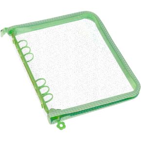 NEWEST A5 Binder - 6 Ring Notebook Folder Cover, Clear PVC Loose Leaf Planner Binder Protector for School, Travel, Office - Green