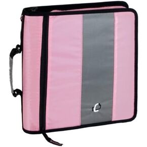 Case -it the Classic Zipper Binder - 2 inch O -Rings - 5 File Folder - [800 sheet] السعة - [أسود ووردي]