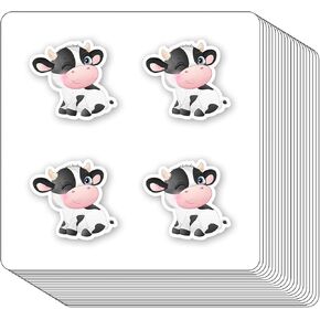 Cute Cow Stickers 1in for Scrapbooking, Arts, Craft, Kids DIY, Calendars Journals 80-Pack