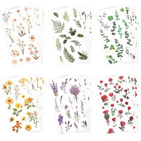 546 PCS Pressed Flower Themed Stickers, 36 Sheets Flower Stickers for Scrapbooking Multicolor Decorative Floral Stickers Cute Scrapbook Supplies Journaling Sticker for DIY Journal Notebook