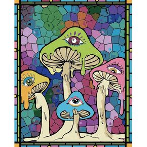 yiyue paint by number for bealder beginns ، diy gift canvas kits for boys girls ، kit mushroom do to kit ، diy acryl paint carfs for gift home wall 16x20inch ، no.3