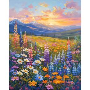 Zythron Landscape Compe Paint by Number Kits ، Paint by Numbers Flowers ، Flower Come Paint by Number Mets for Beginner ، Diy Canvas Paint Paint by Number for Home Wall Decor Gift 16 × 20 inch
