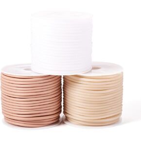 الأنبوب المجوف من الأنبوب المطاطي 2 مم أنابيب الحلقات حلاقة كاكي الحامل سلك PVC الحبل المطاط الاصطناعية الأنبوبية لحياكة حرفة 3 ألوان 30 م (وردي ، 2 مم)