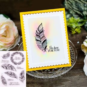Feather Clear Stamps Rubber Stamps Postage, Feather Rubber Clear Stamp/Seal Scrapbook/Photo Decorative Silicone Stamp for DIY Card Making Photo Decorative Paper Stamps Scrapbooking