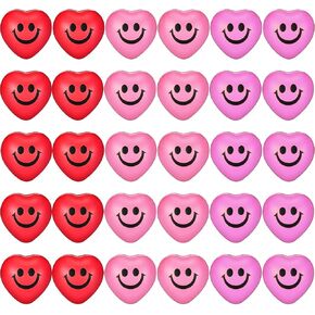 30pcs كرات الإجهاد قلب ، 1.57 بوصة تبتسم كرات الضغط ، كرة الوجه المصغرة ، كرة تخفيف الإجهاد على شكل قلب لصالح الحفلات ، عيد الحب ، هدايا الأطفال ، هدايا الأطفال (3 ألوان)
