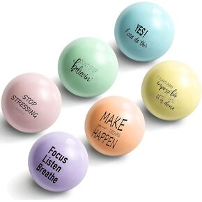 Skylety 6 Pieces Motivational Stress Balls Quote Anxiety Relief Balls Hand Exercise Toys for Adults Kids to Relieve Stress Inspire Oneself (Pink, Orange, Yellow, Green, Blue, Purple,Positive Style)