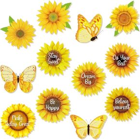 Earsida 48 PCS Spring عباد Sunflower Critouts Decorations Board Board Decorations Sunflower Decor