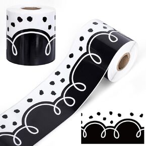 65.6 قدم Squiggle Bulletin Border Black Black White Squiggles and Dots Die Cut Cut Bord